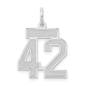 14k White Gold, Jersey Collection, Small Number 42 Pendant